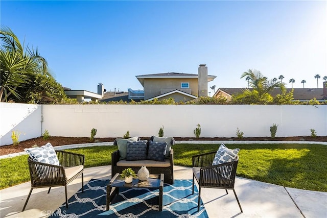 view of patio featuring an outdoor hangout area