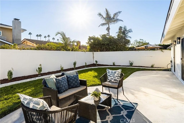 view of patio featuring an outdoor hangout area