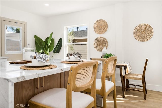 interior space with light hardwood / wood-style floors