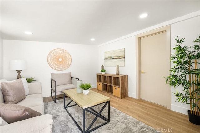 living room with hardwood / wood-style floors