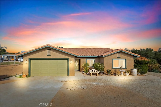 view of front of house with a garage