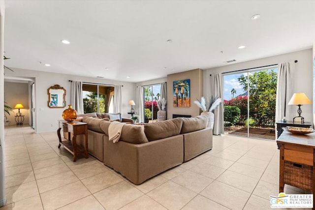 view of tiled living room