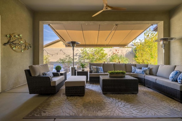 view of patio / terrace with an outdoor hangout area and ceiling fan