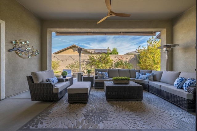 view of patio / terrace featuring outdoor lounge area and ceiling fan