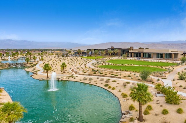 view of pool featuring a water and mountain view