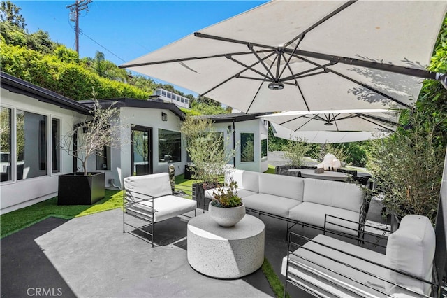 view of patio with an outdoor living space