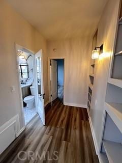 hall featuring dark hardwood / wood-style floors