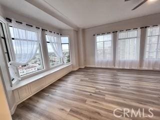 unfurnished room with a wealth of natural light and light hardwood / wood-style floors