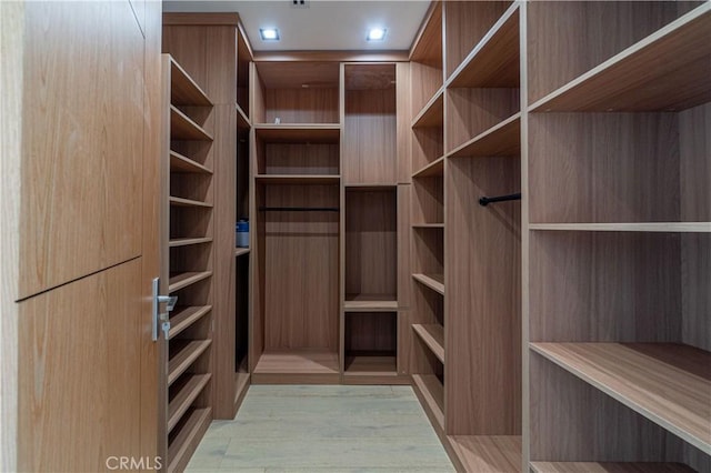 walk in closet featuring light wood-type flooring