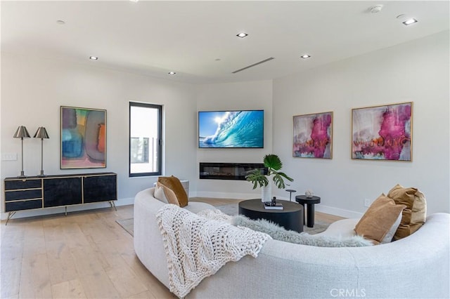 living room featuring light hardwood / wood-style flooring