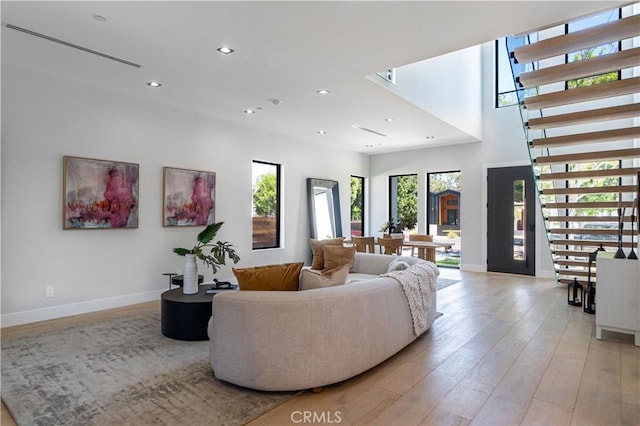 living room featuring light wood-type flooring