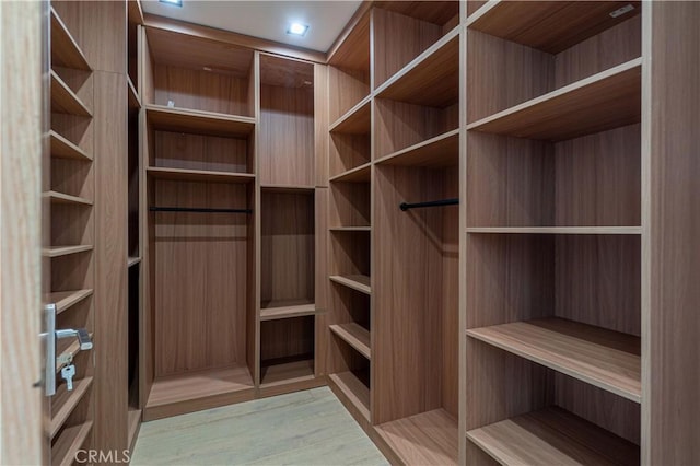 spacious closet with light wood-type flooring