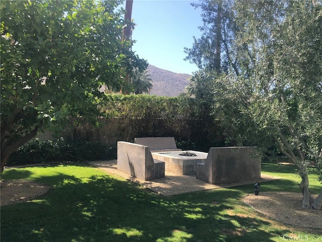 view of yard with a mountain view