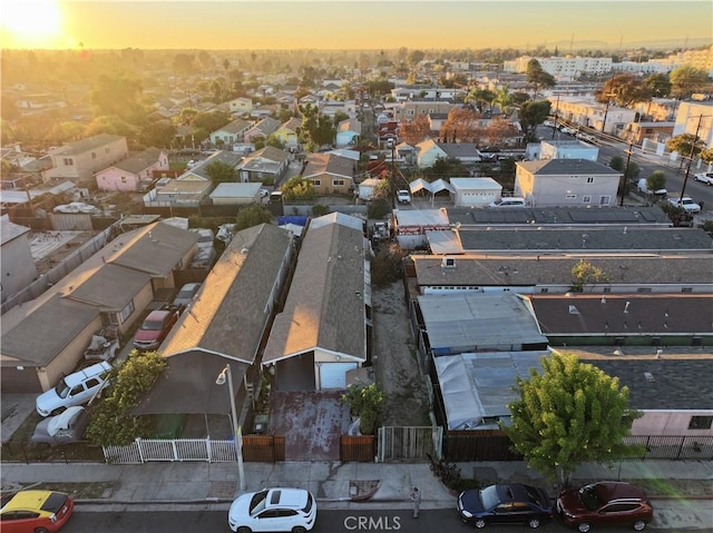 view of aerial view at dusk