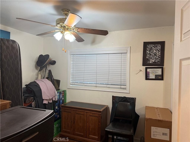 bedroom featuring ceiling fan