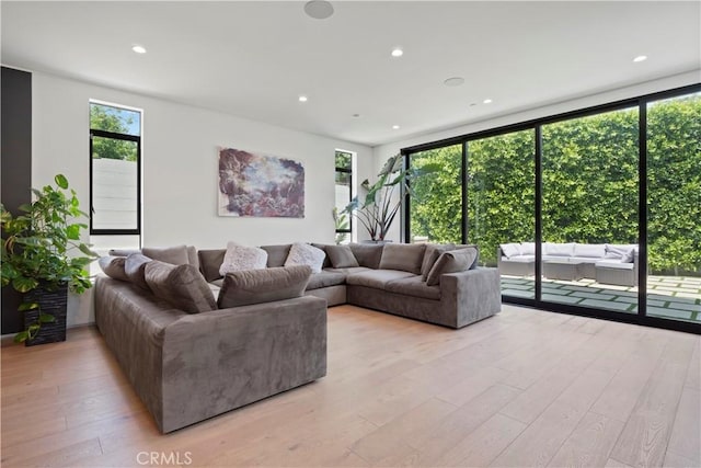 living room with light wood-type flooring