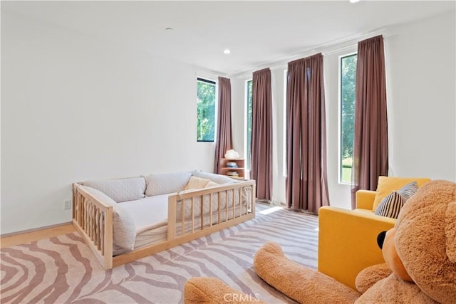 sitting room featuring light hardwood / wood-style flooring and a healthy amount of sunlight