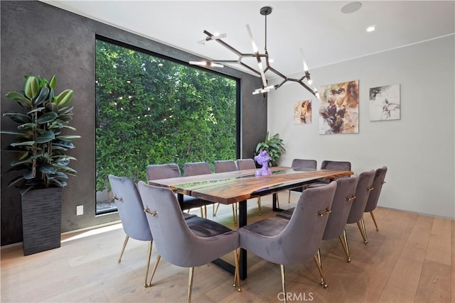 dining area with light wood-type flooring