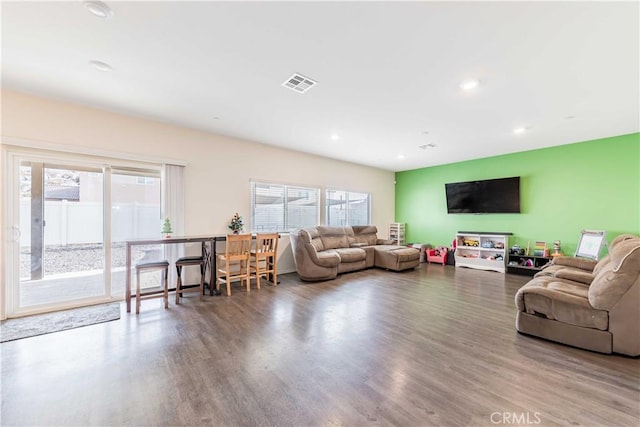 living room featuring hardwood / wood-style flooring