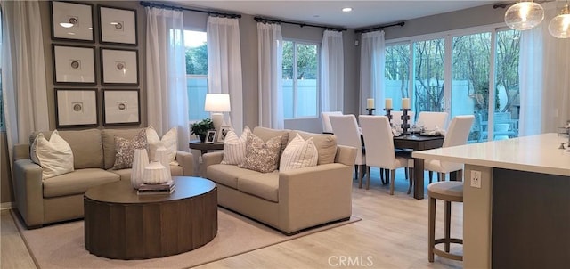 sitting room featuring light hardwood / wood-style flooring