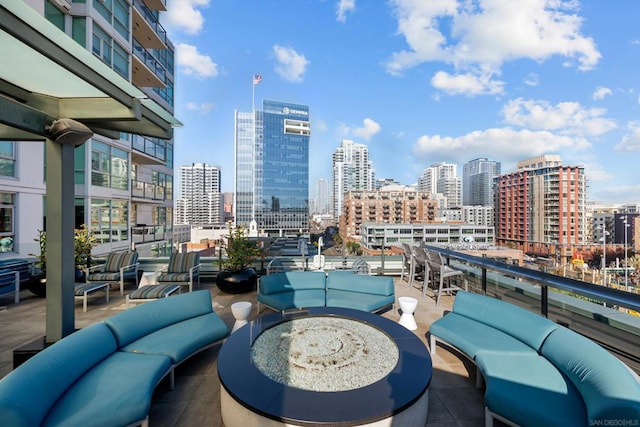 balcony featuring an outdoor living space