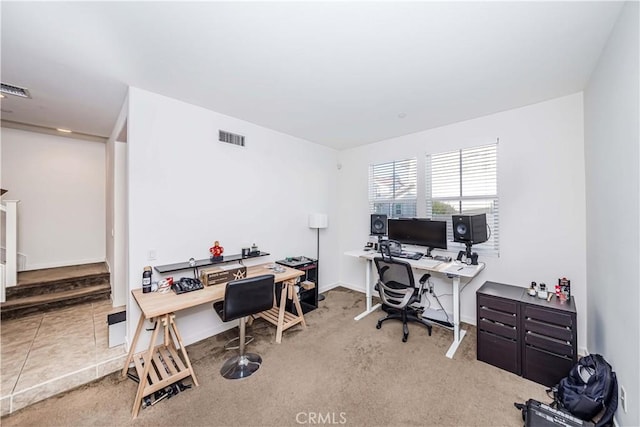 office area featuring carpet flooring