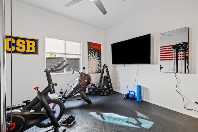 workout area with carpet floors