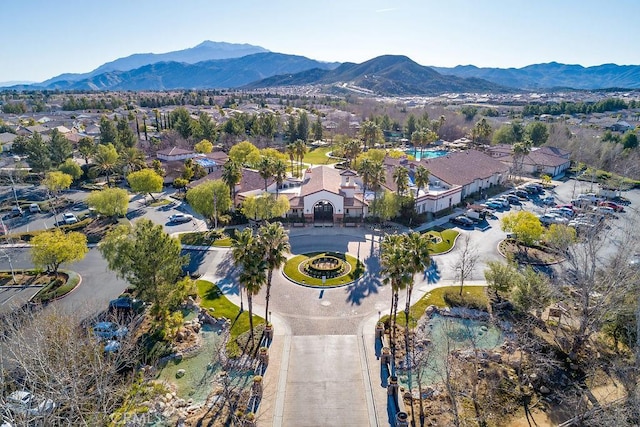 aerial view with a mountain view