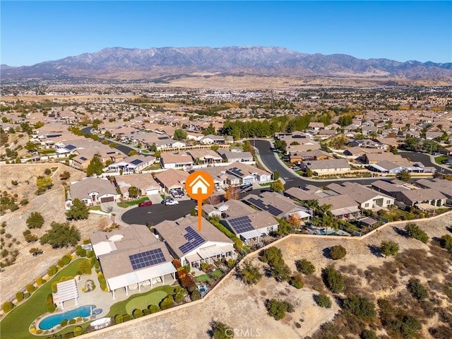 bird's eye view with a mountain view