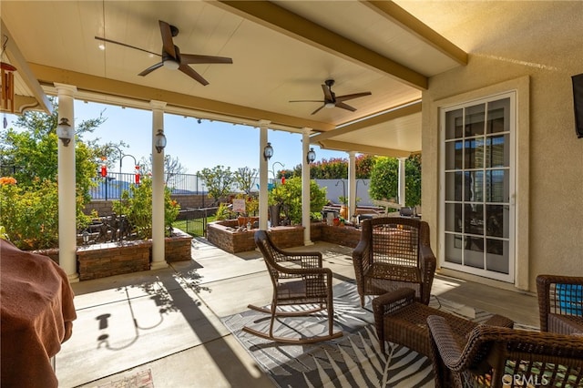 view of patio with ceiling fan