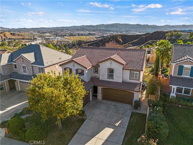 bird's eye view featuring a mountain view