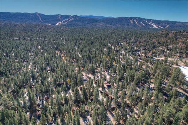 drone / aerial view featuring a mountain view