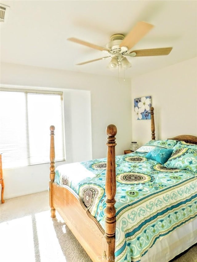 bedroom featuring carpet and ceiling fan