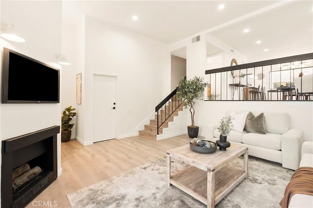 living room featuring light hardwood / wood-style floors