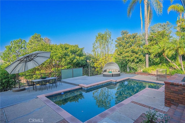 view of swimming pool with a patio