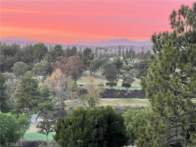 view of mountain feature with a water view