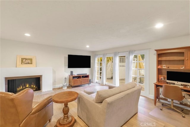 living room featuring light wood-type flooring