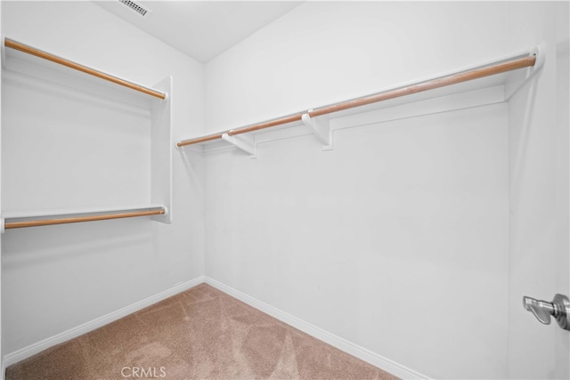 walk in closet with carpet