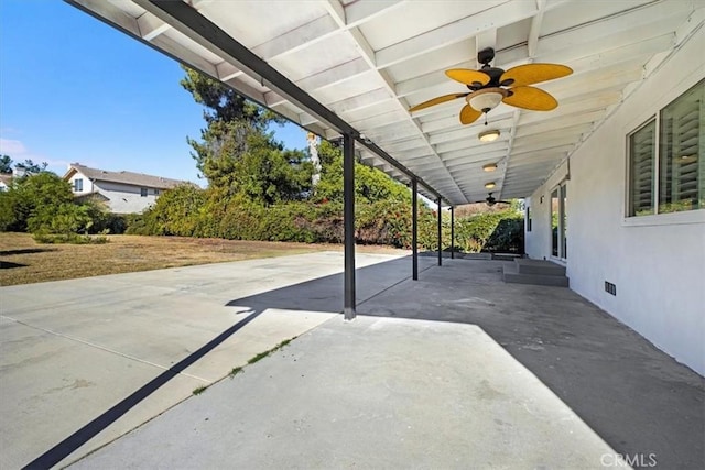 view of patio / terrace featuring ceiling fan