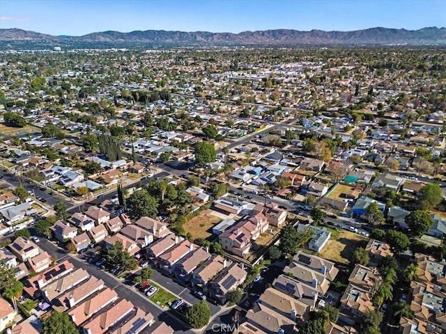 drone / aerial view featuring a mountain view