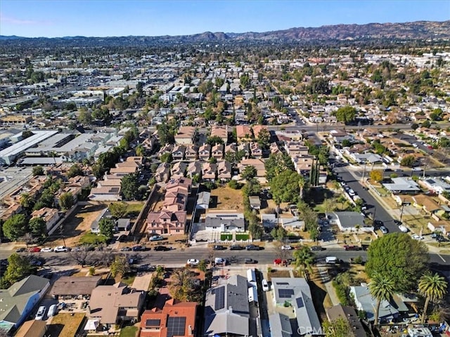 bird's eye view with a mountain view