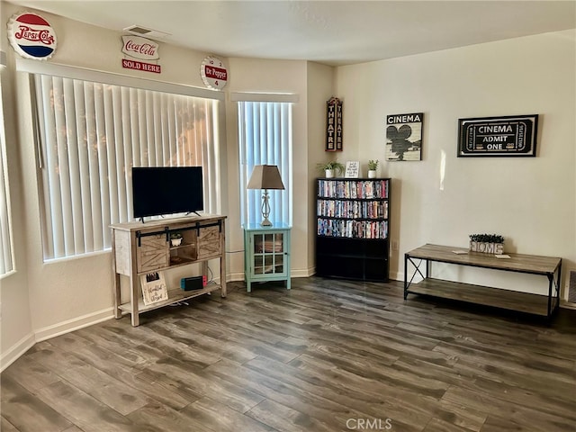 living area featuring hardwood / wood-style flooring