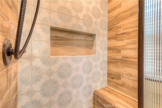 interior details with a shower