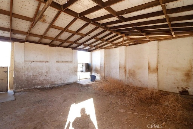 misc room featuring lofted ceiling