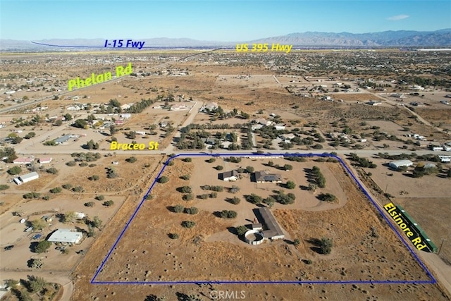 aerial view with a mountain view