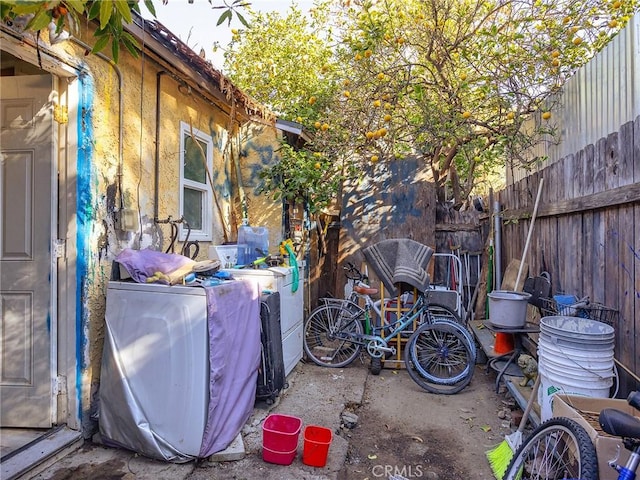 exterior space featuring washer and dryer