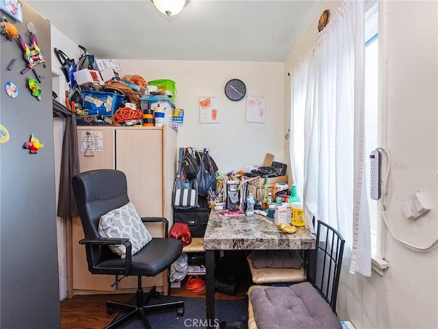 office space featuring hardwood / wood-style floors