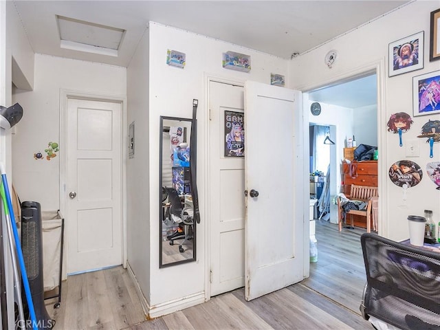 interior space with light hardwood / wood-style floors