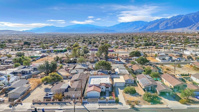 drone / aerial view featuring a mountain view