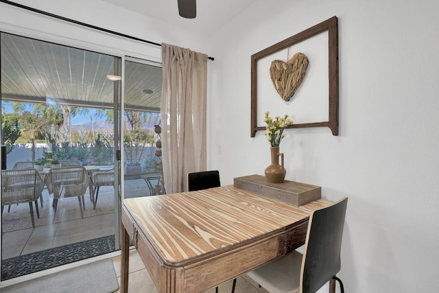 dining room featuring plenty of natural light and ceiling fan